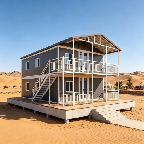 Container housing planned for heat, wind and remote logistics